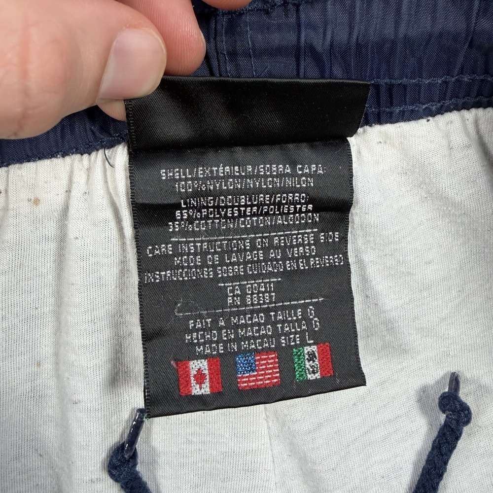 Vintage Adidas Windbreaker Pants Mens Large Navy Lined Drawstring Zip Ankle Gym - Picture 7 of 11